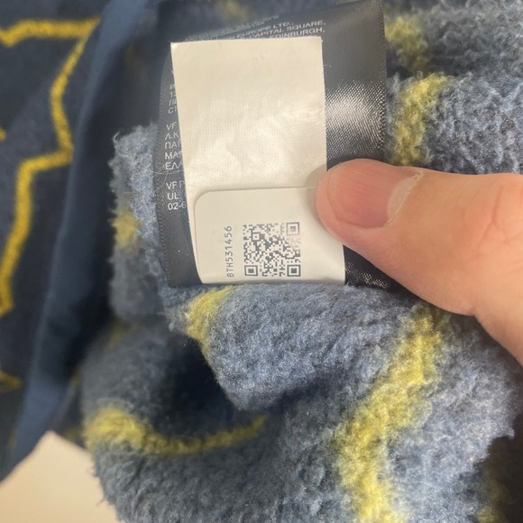 The North Face Mountain Print Gordon Lyons 1/2 Zip Fleece Sweater Blue Yellow L - Picture 9 of 10